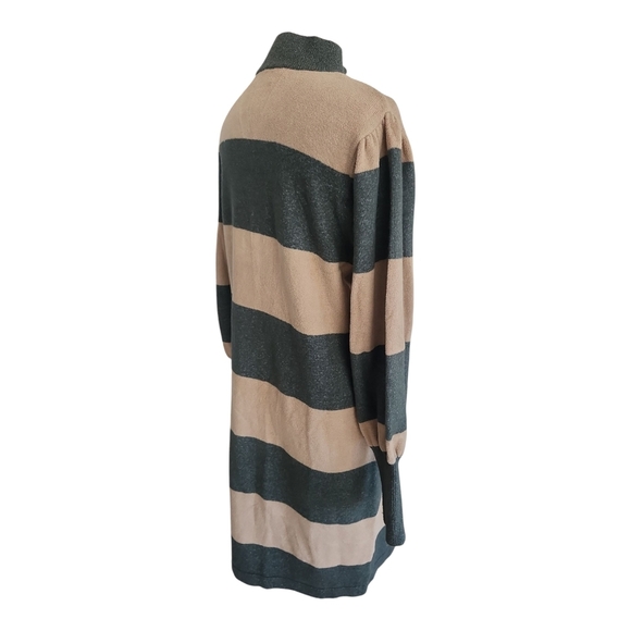 Ann Taylor Cream & Gray Bishop‑Sleeve Turtleneck Sweater Dress – Size L - Picture 5 of 10